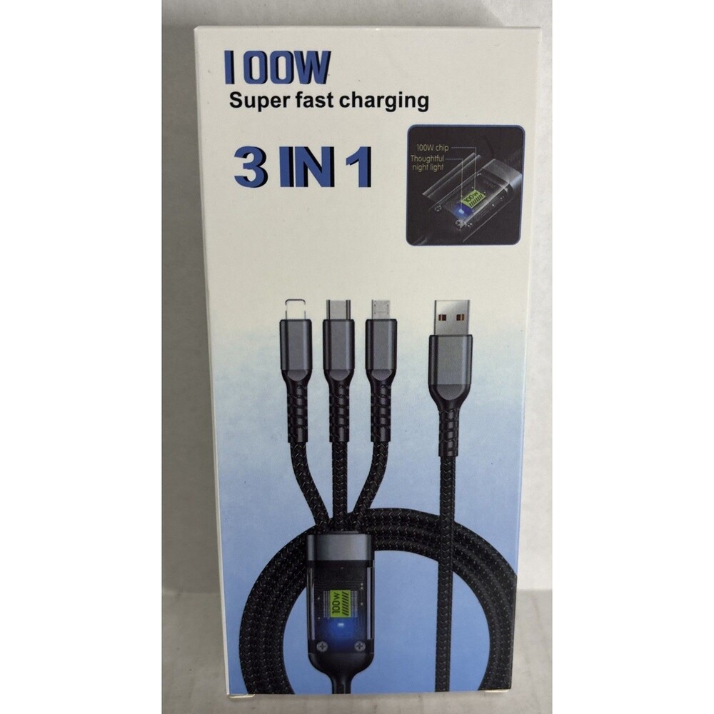 100W 3-in-1 Fast Charging Cable – Universal High-Performance Charger